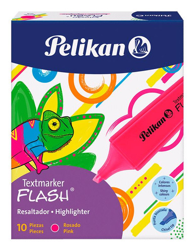 Resaltador Chato Pelikan Flash Fluo X10 Elegí El Color Color Rosa