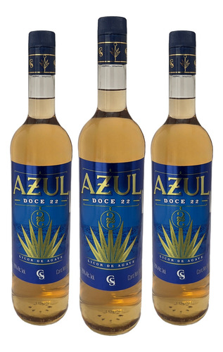 Tripack Licor De Agave Azul Doce 22 Oro 1000 Ml