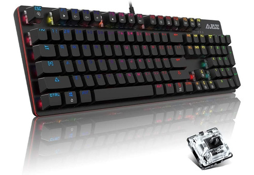 Imagen 2 de 9 de Teclado Mecánico Gamer Retroiluminado 104 Tecla Black- Ajazz