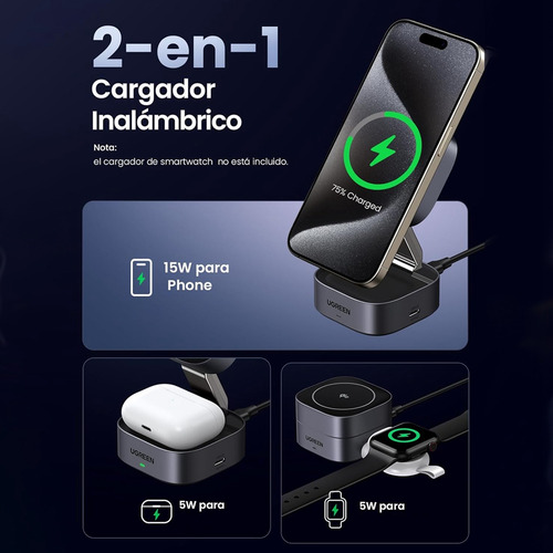 Estación De Carga Plegable Qi2, Cargador Inalámbrico Rápido
