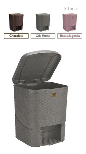 Cesto Bote De Basura De Pedal Plástico Rattan 15 L
