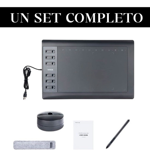 Tableta Gráfica Dibujo Digitalizadora Niveles Presion 10x6 Negro