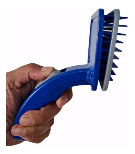 Cepillo Para Mascota Autolimpiante Aseo Limpieza Perro Gato Color Azul
