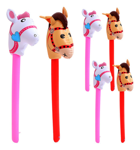 Palo Inflable Con Forma De Cabeza De Caballo, 6 Unidades