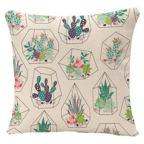 Fundas De Almohada Cactus Suculentas E Inky Terrarios D...