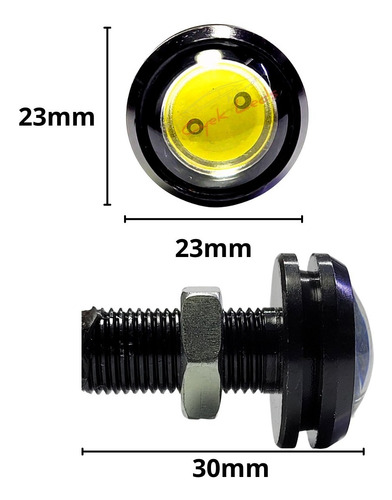 Led Olho Águia Parafuso 23mm 6pç Para Som E Carro 12v Strobo