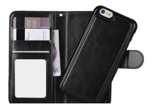 Imagen 2 de 2 de Funda Case Piel Deluxe Para iPhone Tarjetero, Billetera Flip