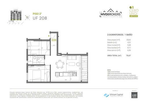 Imagen 11 de 21 de 01 Libertador | Venta Apartamento 2 Dormitorios A Estrenar Sobre Libertador | Aguada | Inversión Vivienda Promovida | Financiación | En Obra - Estrena 2022