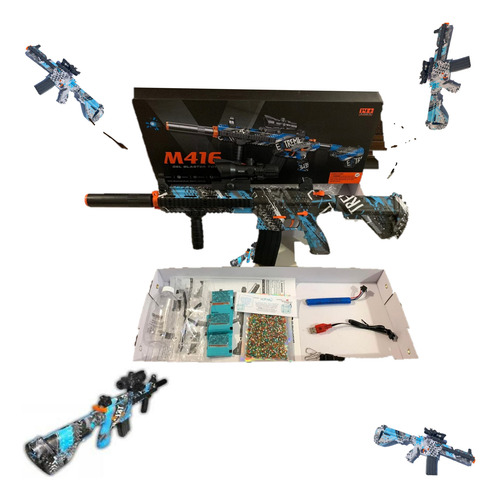 Rifle Automático Lanza Hidrogel Recargable M416 Azul Extream