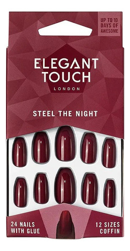 Elegant Touch Uñas Postizas Color Steel The Night 24 Piezas