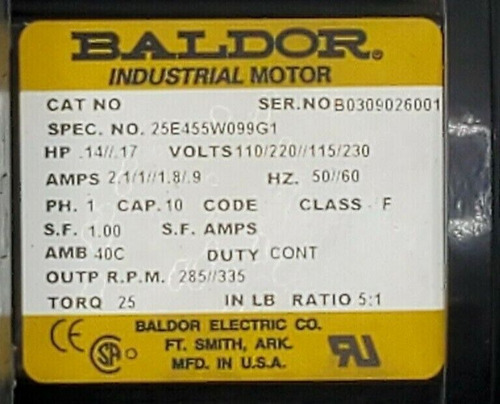 New Baldor 25e455w099g1 Industrial Motor .14//.17hp 110/ Qtt
