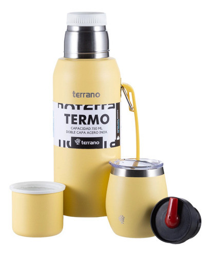 Kit De Mate - Termo Y Mate - Set Acero 1lt - Con Tapa