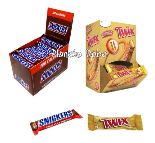 Chocolate Snickers 100 Calorias C/18x21,5gr + Twix C/30x15gr