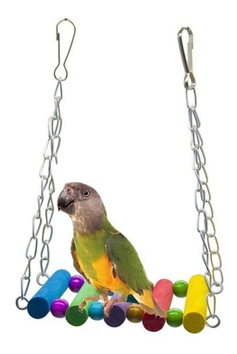 Juguete Columpio De Colores Para Aves De Madera Pethome