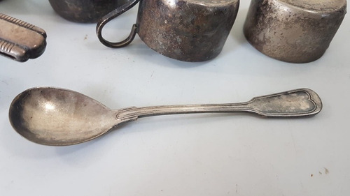 Antigo Jogo Xícara D Café Colher Coador De Chá Tudo Prata (Usado)