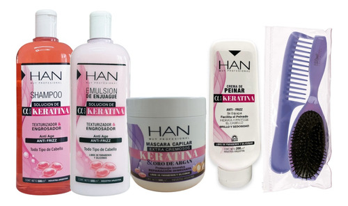 Han Shampoo + Enjuague + Mascara + Crema Keratina+ Kit Peine