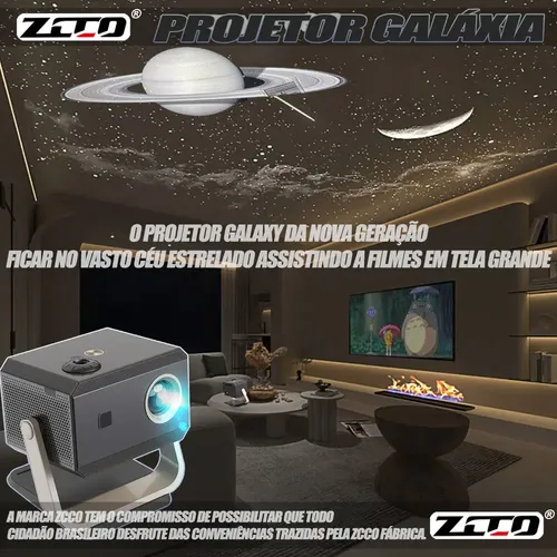 Projetor Smart Hd 1080p 12000lm P/netflix C/galáxia De Luzes