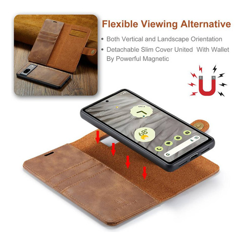 Funda De Piel Magnética Desmontable Tipo Cartera Para Google Pixel 5a 6 6pro 6a 7 7a 7 8 Pro 8a 9 Pro Xl 9a, Funda Con Tapa Extraíble