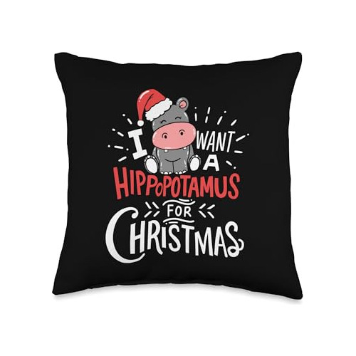 Quiero Un Hipopótamo Navidad - Cojín Navidad De 16x16...