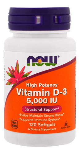 Now Vitamina D3 5000iu Alta Potencia 120 Softgels