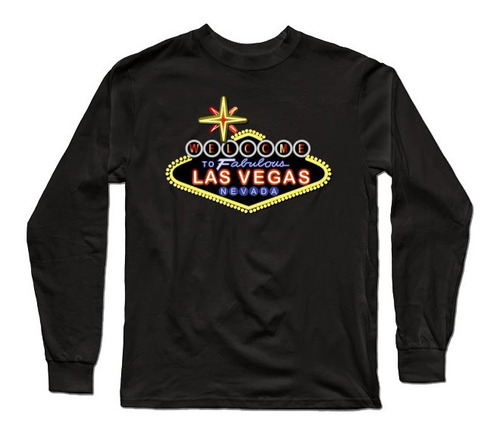 Playera Manga Larga Comoda Las Vegas Ciudad En Nevada Logo