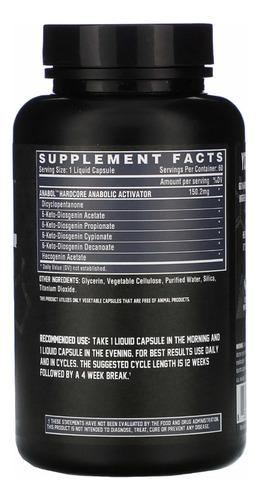 Nutrex Anabol Hardcore 60cp Precursor de Testosterona Masculino Sabor Neutro