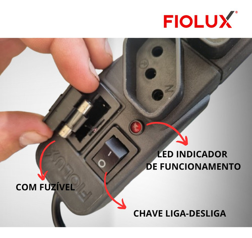 Filtro De Linha Protetor Bivolt 1metro 3tomadas Com Fusível