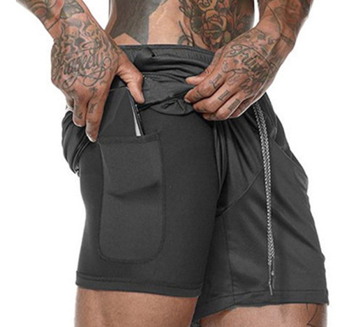 Short Deportivo Hombre Pantalón Corto Gimnasio 2 En 1