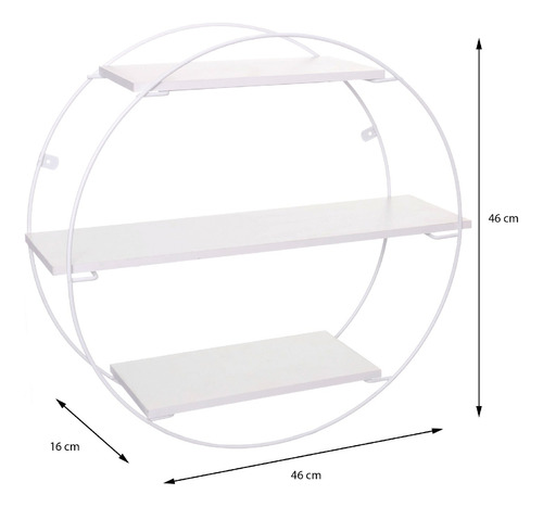 Imagen 4 de 6 de Repisas Moderna Circular 46x46x16 Cm Blanco