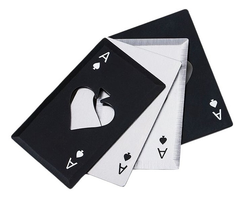 Abrebotella En Forma De Carta De Poker Color Negro, Plateado