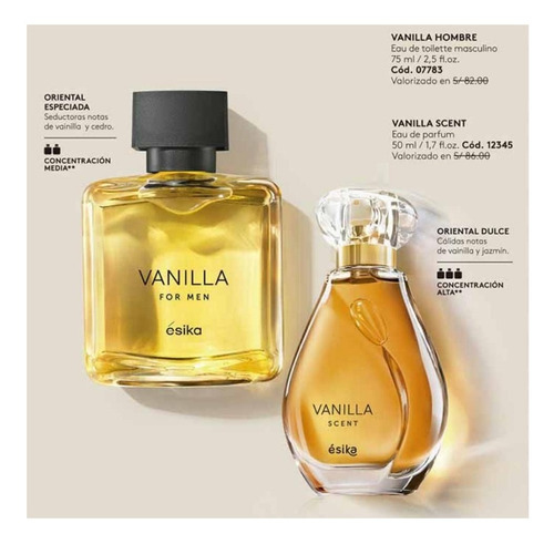 Set Perfume Vanilla Hombre + Vanilla Scent Mujer Ésika 