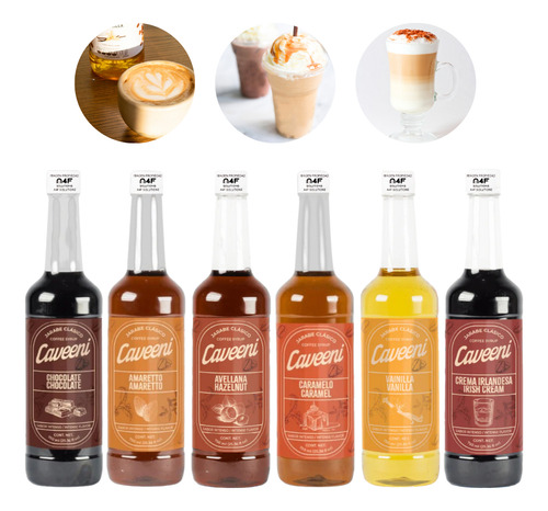 Kit Jarabe Para Cafe Caveeni Enco 750ml 12pz Elegir Sabores