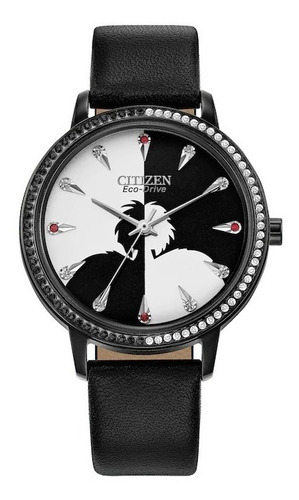 Reloj Citizen Eco Drive Disney Cruella Orig. Mujer E-watch Color de la correa Negro Color del bisel Negro Color del fondo Blanco/Negro