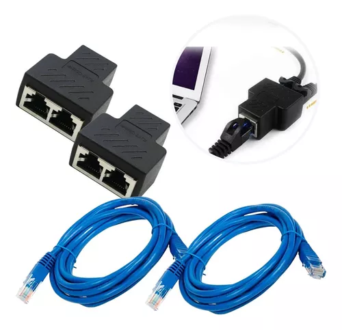 Adaptador duplicador para cabo de rede rj45 entradas femeas lotus