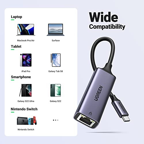 Adaptador Ugreen Usb C A Ethernet, Gigabit Rj45 A Usb 3.0 Ty