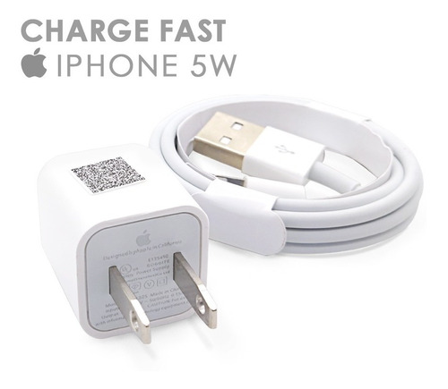 Cargador iPhone Lightning 5w Base + Cable Usb Sellado