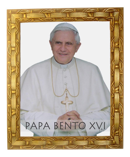 Quadro Do Papa Bento Xiv, Mod. 02, Tam.30x25cm. Angelus Dourado