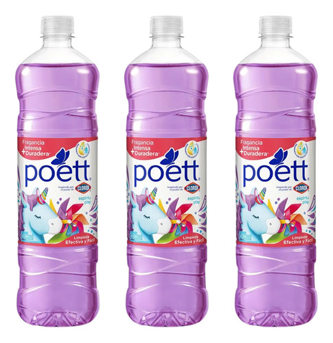 Pack 3 Poett 900ml Perfuma Y Desinfecta | Colección Completa