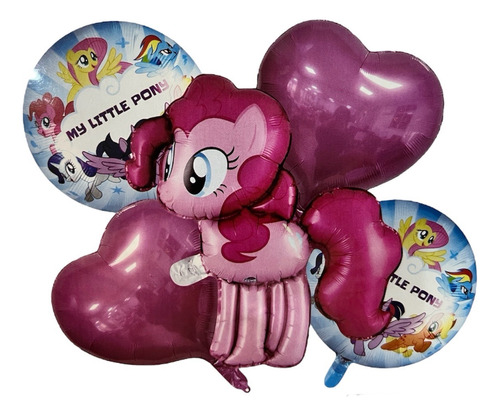 Set 5 Pcs Globo Metálico Decorativo My Little Pony 3 Modelos