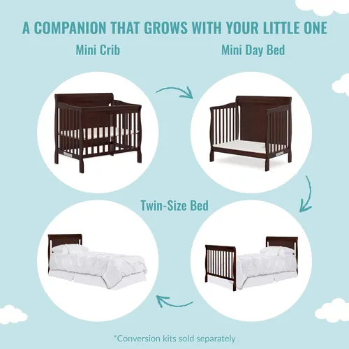 Dream On Me Alice 3 in 1 Panel Completo Mini Crib Espresso