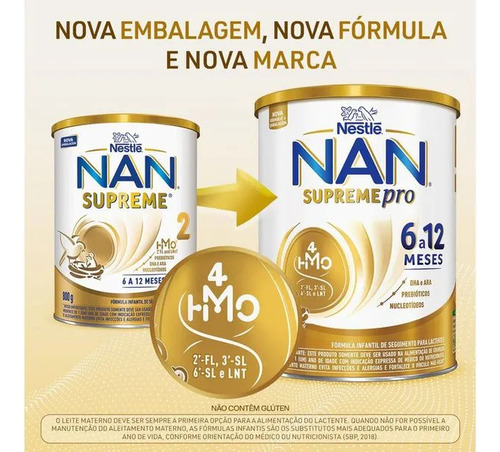 Leche de fórmula en polvo Nestlé Nan Supreme 2 800g