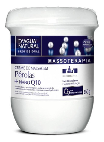 Creme De Massagem Pérolas + Nano Q10 650g D'água Natural