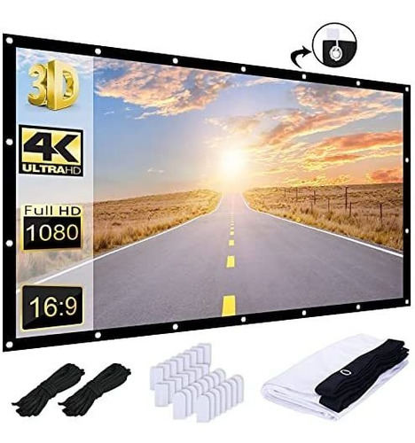 Pantalla De Proyección Aajk 150  4k Plegable -negro