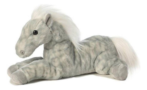 Caballo De Peluche Gris Con Blanco 30 Cm Dusty Original