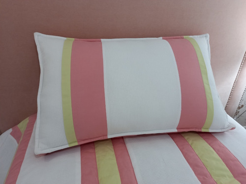 Imagem 4 de 6 de Conjunto Colcha De Solteiro Rosa Verde Irma Decorações
