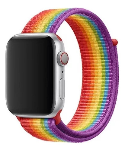 Malla Para Apple Watch Se 1 2 3 4 5 6 44 / 42 Mm Velcro Loop Ancho 245 mm Color Iridiscent