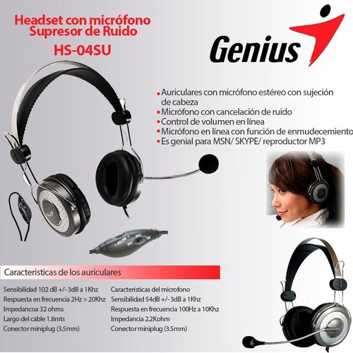 Auriculares Con Microfono Genius Hs-04su Gamer Pc Zoom Skype