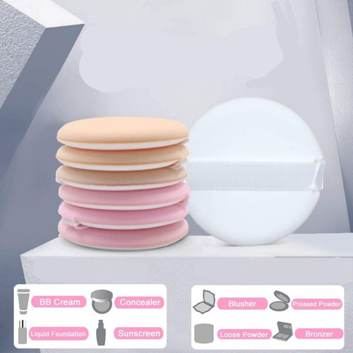 Kit Esponja Puff Para Aplicar Maquillaje Polvo Estuche 7pz