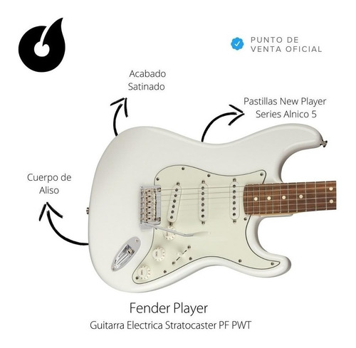 Imagen 3 de 10 de Guitarra Eléctrica Fender Player Stratocaster Pf Pwt México