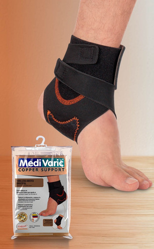Tobillera Abierta Universal Medivaric Ajustable Hilado Cobre